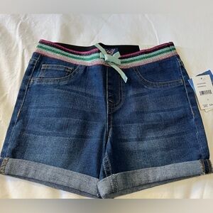 Vigoss Stretch Denim Shorts w/ Glitter Rainbow Elastic Waistband NWT